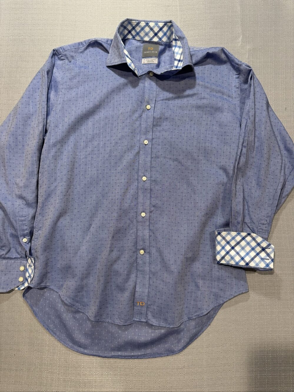 Men’s Thomas Dean Button-Down Shirt – Blue – Medium